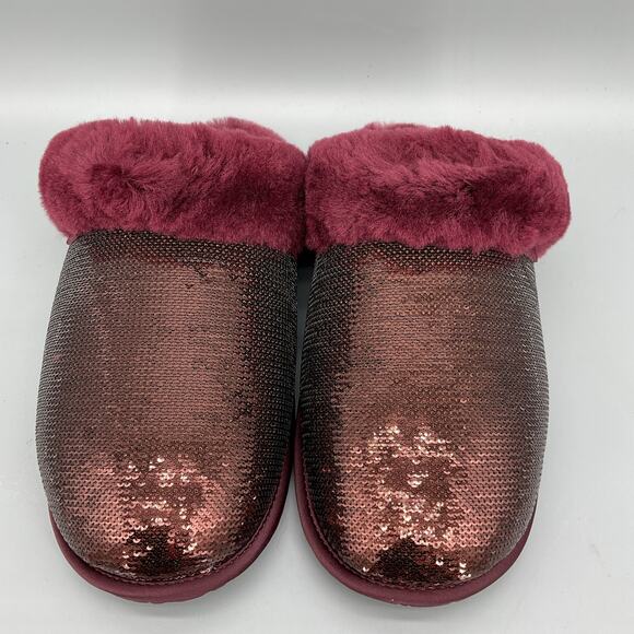 NEW UGG Women’s Scuffette II Mirror Ball Slipper Maroon Size 5 - Picture 3 of 10